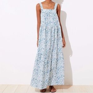 LOFT Beach Floral Blue Maxi Dress